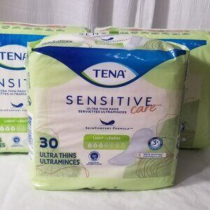 3 Bags Tena Sensitive Care Pads Light #3 Ultra Thins 30 Pads per bag Brand New